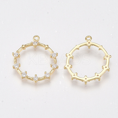 Brass Cubic Zirconia Pendants KK-T038-518A-1