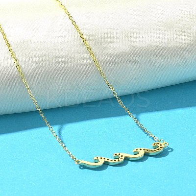 Brass Micro Pave Light Sky Blue Cubic Zirconia Wave Shaped Pendant Cable Chain Necklaces for Women NJEW-R005-01G-1
