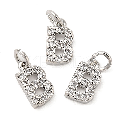 Brass Micro Pave Grade AAA Cubic Zirconia Charms ZIRC-P067-11P-B-NR-1