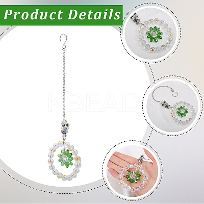 1Pc Flower Glass Car Hanging Decoration HJEW-SP0001-11C-1