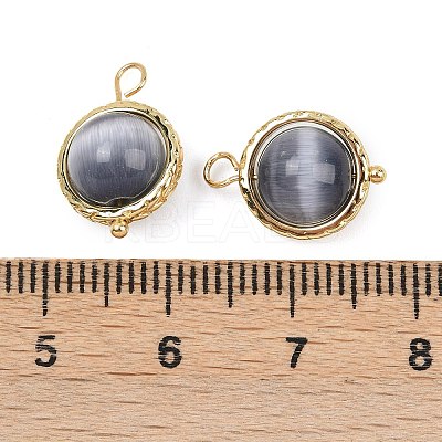 Rotatable Cat Eye Round Pendants KK-B157-37A-G-1
