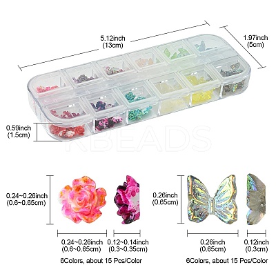 180Pcs 12 Styles Spray Painted Resin Cabochons MRMJ-FS0001-03-1