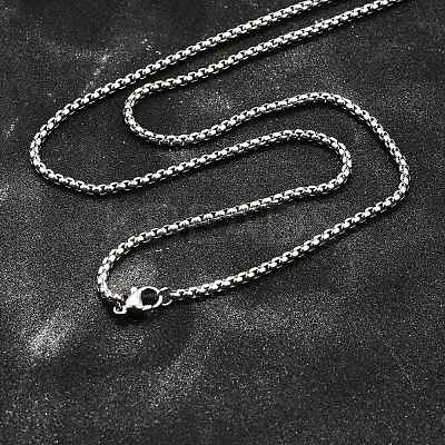 Tarnish Resistant 304 Stainless Steel Box Chain Necklaces NJEW-P244-01P-1