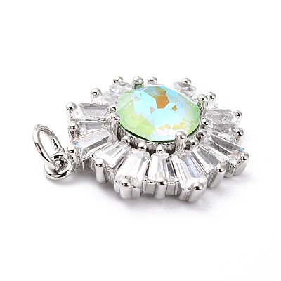 Brass Micro Pave Cubic Zirconia Pendants ZIRC-O044-21A-P-1