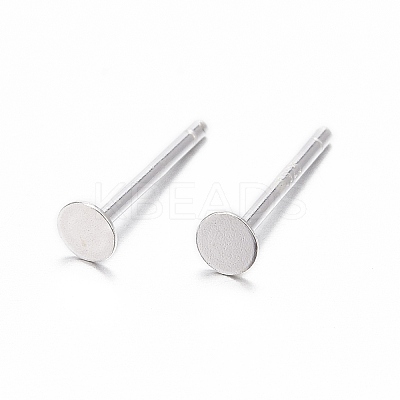 925 Sterling Silver Flat Pad Stud Earring Findings STER-K167-045B-S-1