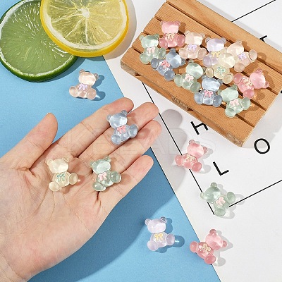 20Pcs Bear Translucent Resin Decoden Cabochons RESI-YW0004-48-1