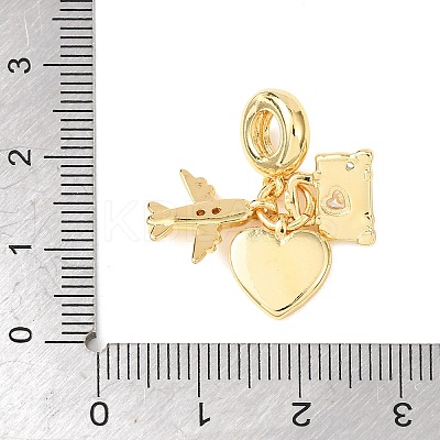 Rack Plating Brass Pave Clear Cubic Zirconia European Dangle Charms KK-P279-46G-1