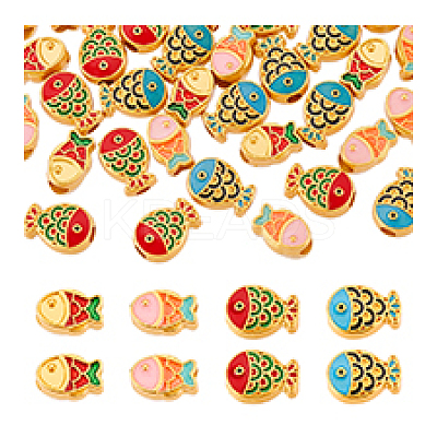 40Pcs 4 Styles Zinc Alloy Enamel Beads ENAM-PH0003-25-1