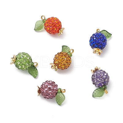 20Pcs Pave Disco Ball Beads with Transparent Acrylic Charms and 304 Stainless Steel Bead Caps and Brass Ball Head pins Pendants PALLOY-TA0243-S-1