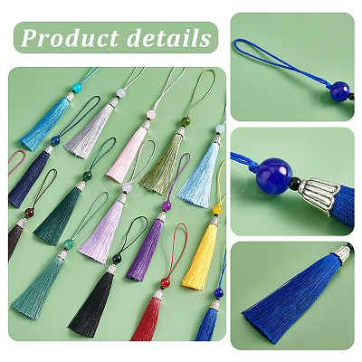 34Pcs 17 Colors Polyester Tassel Pendant Decorations AJEW-PH0004-33-1