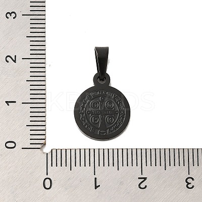 Flat Round with San Benito & Word 304 Stainless Steel Charms STAS-I036-03B-01-1