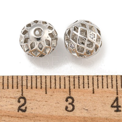 Rack Plating Brass Micro Pave Clear Cubic Zirconia Beads KK-U030-18P-1