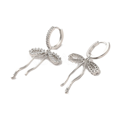 Brass Micro Pave Clear Cubic Zirconia Huggie Hoop Earrings for Women EJEW-A040-11P-1