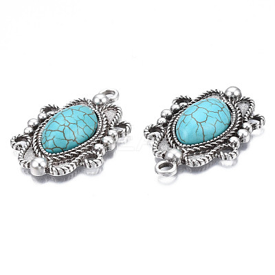 Synthetic Turquoise Pendants Settings for Enamel PALLOY-N157-031-1