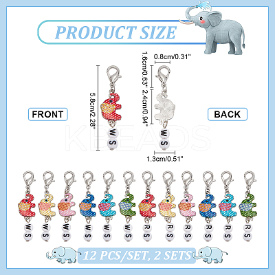 Polka Dot Elephant Alloy Enamel Pendant Locking Stitch Markers HJEW-AB00130-1