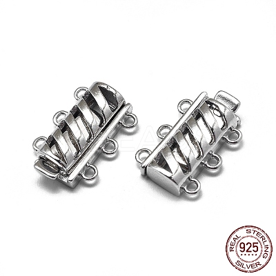 Rhodium Plated 925 Sterling Silver Box Clasps X-STER-L057-017P-1
