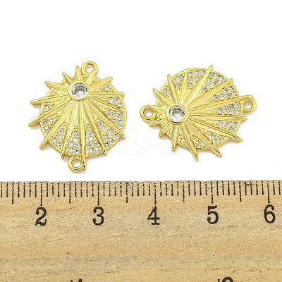 Rack Plating Brass Pave Clear Cubic Zirconia Star Connector Links KK-B091-38G-1