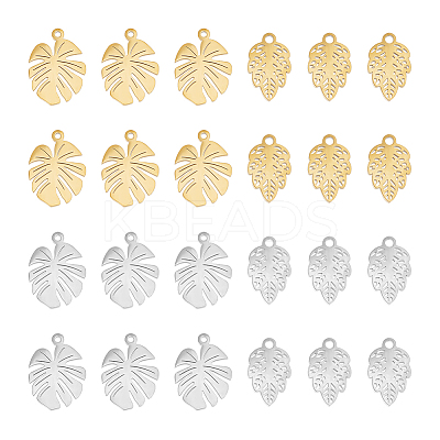 24Pcs 4 Style 304 Stainless Steel Pendants STAS-UN0048-31-1