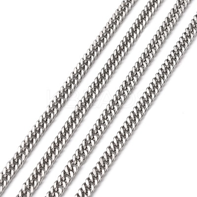 Tarnish Resistant Men's Jewelry Making 304 Stainless Steel Double Link Curb Chains CHS-A003C-1.0mm-1