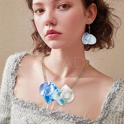 20Pcs 5 Style Silk Artificial Rose Flower Pendant PALLOY-TA00202-1