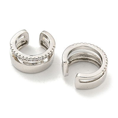 Brass Micro Pave Cubic Zirconia Cuff Earrings EJEW-C104-096P-1