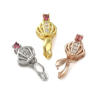 Rack Plating Brass Micro Pave Clear Cubic Zirconia Ice Pick Pinch Bails KK-K340-24-1