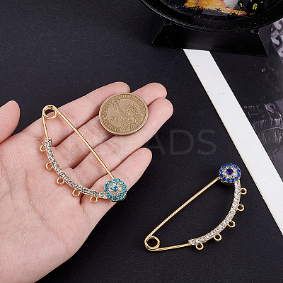 2Pcs 2 Colors Brass Brooch Findings KK-PH0013-71-1