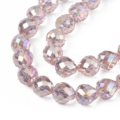 Electroplate Transparent Glass Beads Strands EGLA-N002-26-C01-1