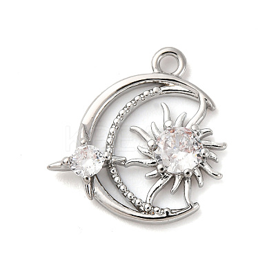Brass Micro Pave Cubic Zirconia Charms KK-D371-04D-P-1