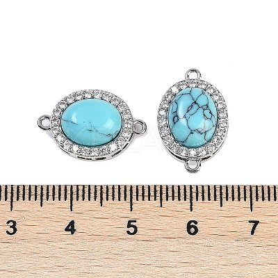Synthetic Turquoise Oval Connector Charms KK-U043-50P-03-1