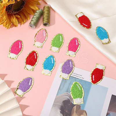 18Pcs 6 Colors Christmas Light Bulbs Polyester Embroidery Sew on Cloth Patches PATC-CA0001-35-1