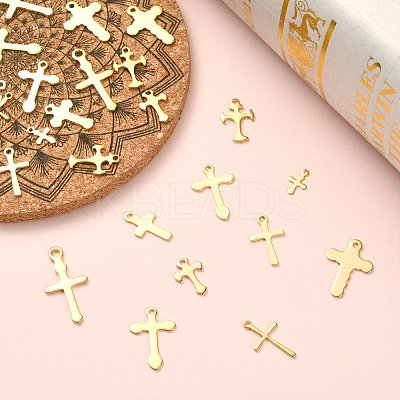 50Pcs 10 Styles 304 Stainless Steel Tiny Cross Charms STAS-CJ0002-25-1