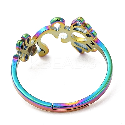 Ion Plating(IP) 304 Stainless Steel Yoga & Infinity Adjustable Ring for Women RJEW-M149-19RC-1