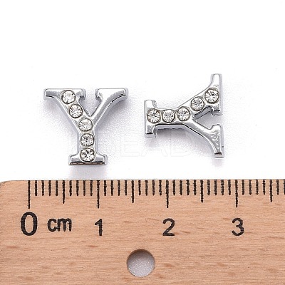 Alloy Rhinestone Initial Letter.Y Slide Charms Fit DIY Wristbands & Bracelets X-ZP1Y-NLF-1
