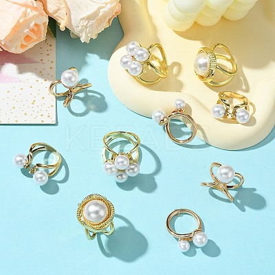 10Pcs 5 Styles Alloy with Plastic Scarf Buckle Ring AJEW-CJ0001-35-1