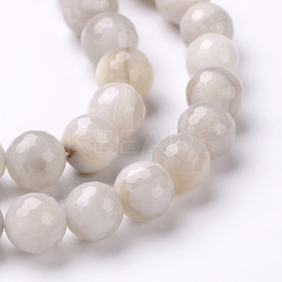 Faceted Natural Agate Round Bead Strands G-L383-11-4mm-1