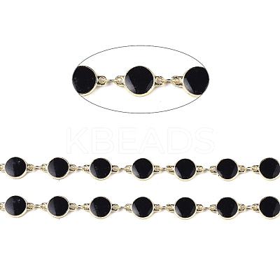 Handmade Alloy Enamel Flat Round Link Chains ENAM-F138-03D-RS-1