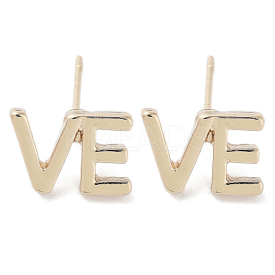 Word VE Alloy Studs Earrings for Women EJEW-H309-14KCG-1