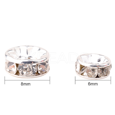 Silver Plated Brass Middle East Rhinestone Spacer Beads RB-PH0001-08S-NF-1