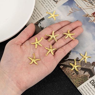 Brass Starfish/Sea Stars Pendants X-KK-L134-11G-1