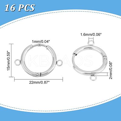 16Pcs Stainless Steel Hoop Earring Findings STAS-UN0037-46P-1