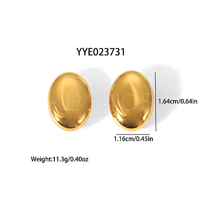 Fashion Oval 304 Stainless Steel Stud Earrings & Pendant Necklaces Sets for Women BL8928-1-1