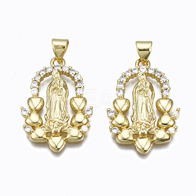 Brass Micro Pave clear Cubic Zirconia Pendants ZIRC-N039-168-NF-1