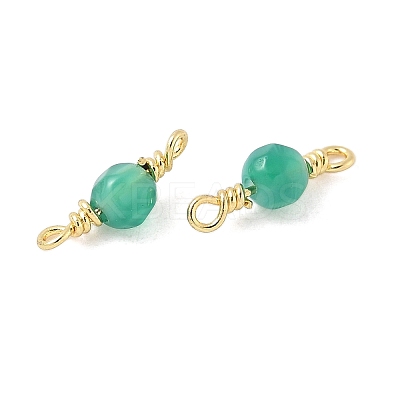 Dyed Natural Agate Faceted Round Connector Charms KK-C097-06G-02-1