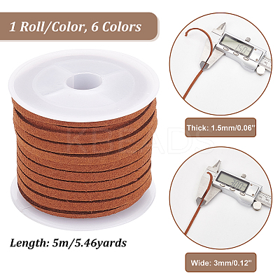 6 Rolls 6 Colors Faux Suede Cord LW-PH0002-27A-1