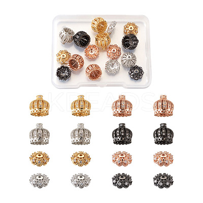 Hollow Brass Micro Pave Clear Cubic Zirconia Beads ZIRC-TA0001-16-1