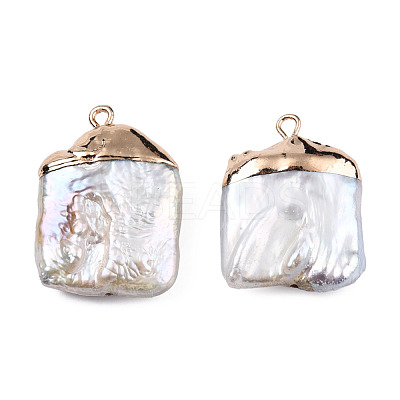 Electroplate Natural Baroque Pearl Keshi Pearl Pendants PEAR-N021-09-1