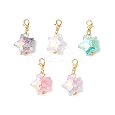 Acrylic Star Pendant Decorations HJEW-JM03385-1