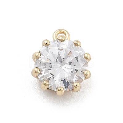 Brass Micro Pave Cubic Zirconia Pendants X-KK-M306-08G-1