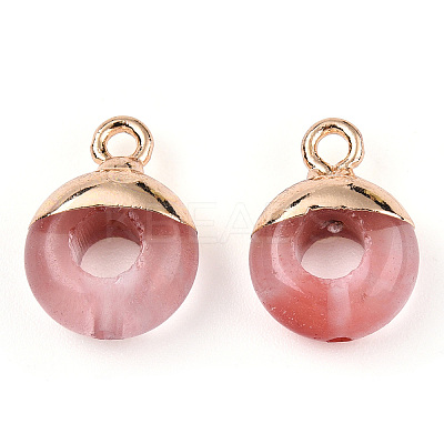 Watermelon Stone Glass Flat Round/Donut Charms X-G-I347-05-1